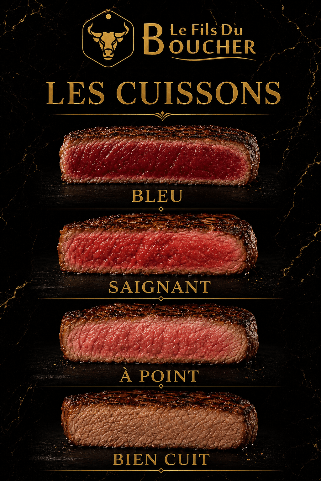 Les cuissons : bleu, saignant, à point, bien cuit